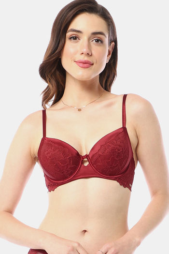 Buy Amante Padded Wired Low Coverage T-Shirt Bra - Rio Red